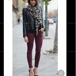 Mossimo Skinny Midrise Burgendy button fly 2